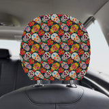 Suger Skull Pattern Background Car Headrest Cover