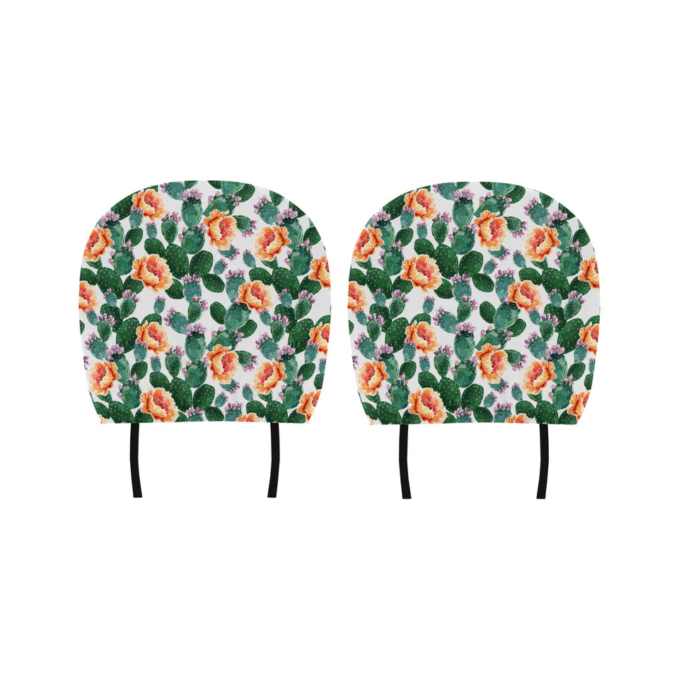 Cactus and Flower Pattern Car Headrest Cover