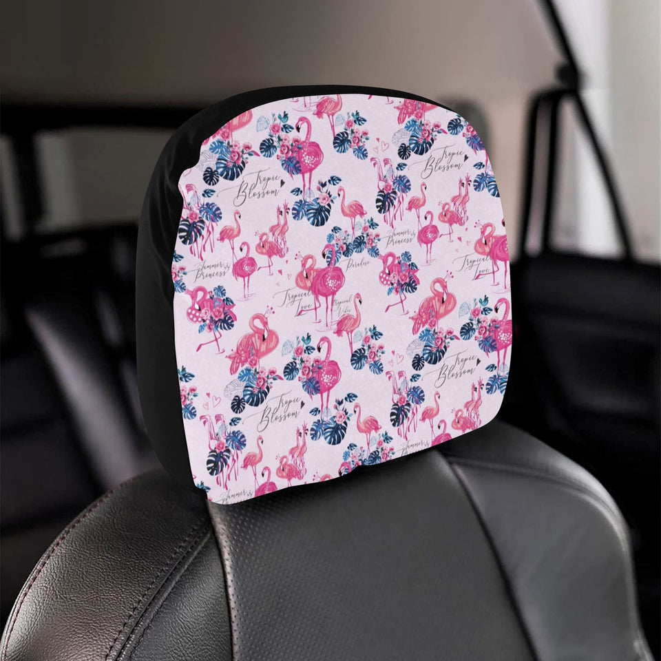 Flamingo Pink Pattern Car Headrest Cover