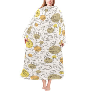 Potato Chips Pattern Print Design 02 Blanket Robe with Sleeves