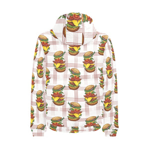 Hamburger Pattern Print Design 03 Men's Padded Hooded Jacket(ModelH42)