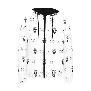 Mustache Beard Pattern Print Design 01 Men's Padded Hooded Jacket(ModelH42)