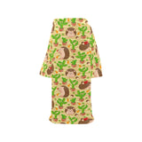 Hedgehog Pattern Print Design 02 Blanket Robe with Sleeves