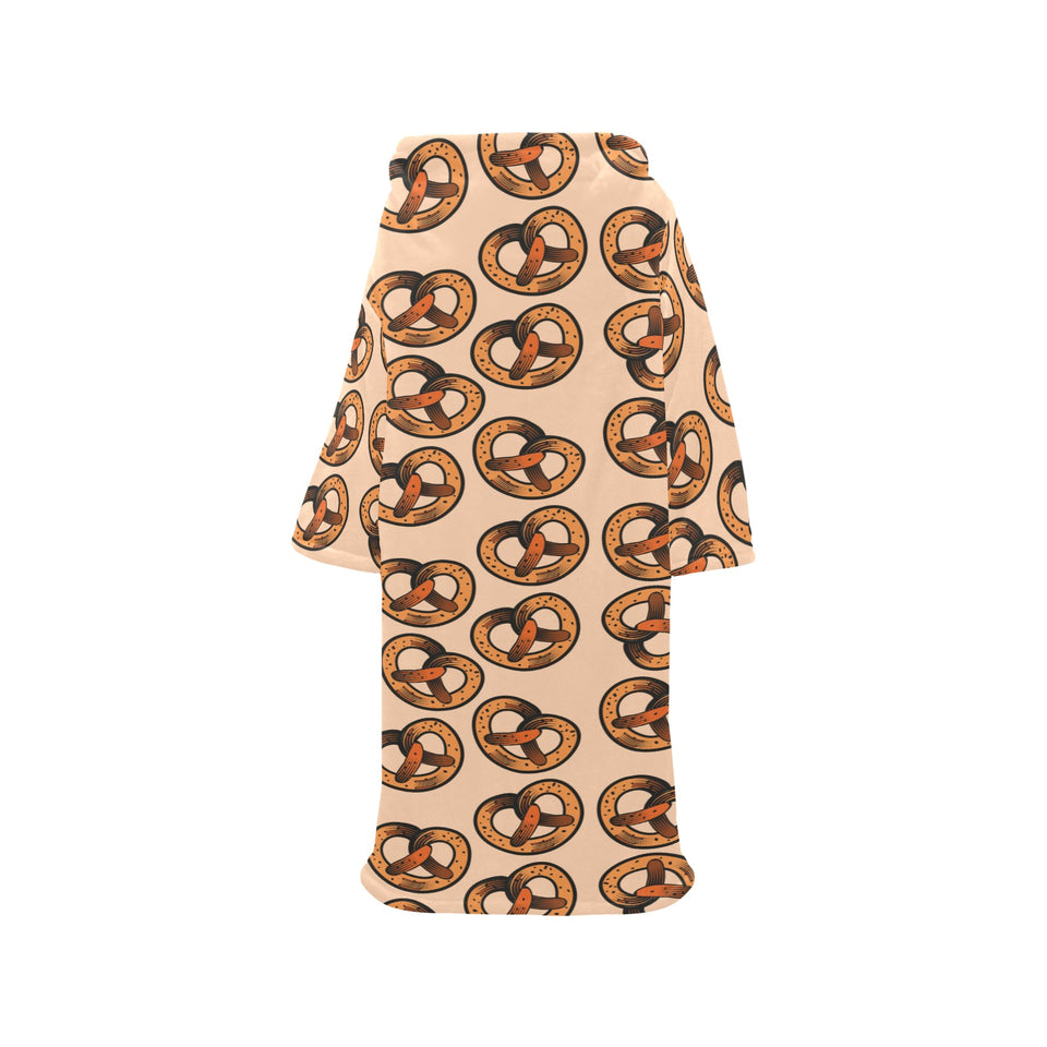 Pretzels Pattern Print Design 02 Blanket Robe with Sleeves