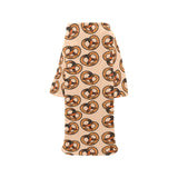 Pretzels Pattern Print Design 02 Blanket Robe with Sleeves