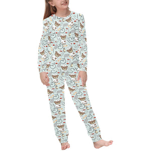 Teddy Bear Pattern Print Design 02 Kids' Boys' Girls' All Over Print Pajama Set