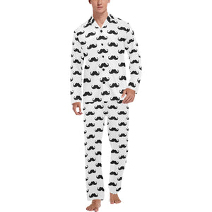 Mustache Beard Pattern Print Design 05 Men's Long Pajama Set