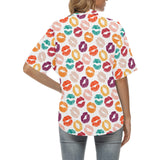 Lips Pattern Print Design 03 Women's All Over Print Hawaiian Shirt