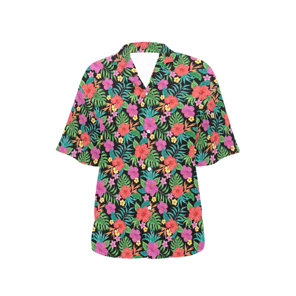 Hibiscus Pattern Print Design 01 Women's All Over Print Hawaiian Shirt