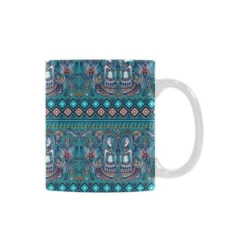 Mermaid Pattern Ethnic Motifs Classical White Mug (FulFilled In US)