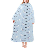 Pigeon Pattern Print Design 03 Blanket Robe with Sleeves