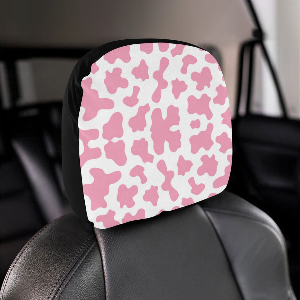 Pink Cow Skin Pattern Car Headrest Cover