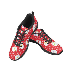 Meneki Neko Lucky Cat Pattern Red Background Men's Sneakers Black