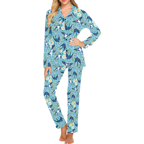 Swallow Pattern Print Design 05 Women's Long Pajama Set