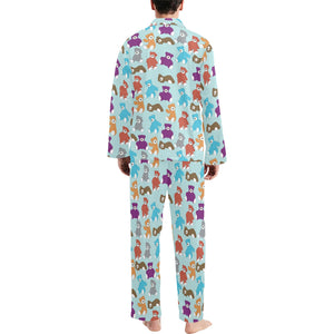 Teddy Bear Pattern Print Design 03 Men's Long Pajama Set