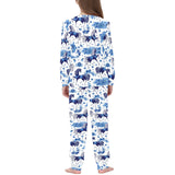 Horse Flower Blue Theme Pattern Kids' Boys' Girls' All Over Print Pajama Set