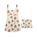 Snail Pattern Print Design 04 Chest Sexy Pleated Two Piece Swim Dress