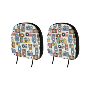 Camera Pattern Print Design 05 Car Headrest Cover