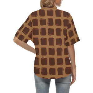 Bread Toast Pattern Print Design 04 Women's All Over Print Hawaiian Shirt