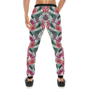 Pink Parrot Heliconia Pattern Unisex Casual Sweatpants