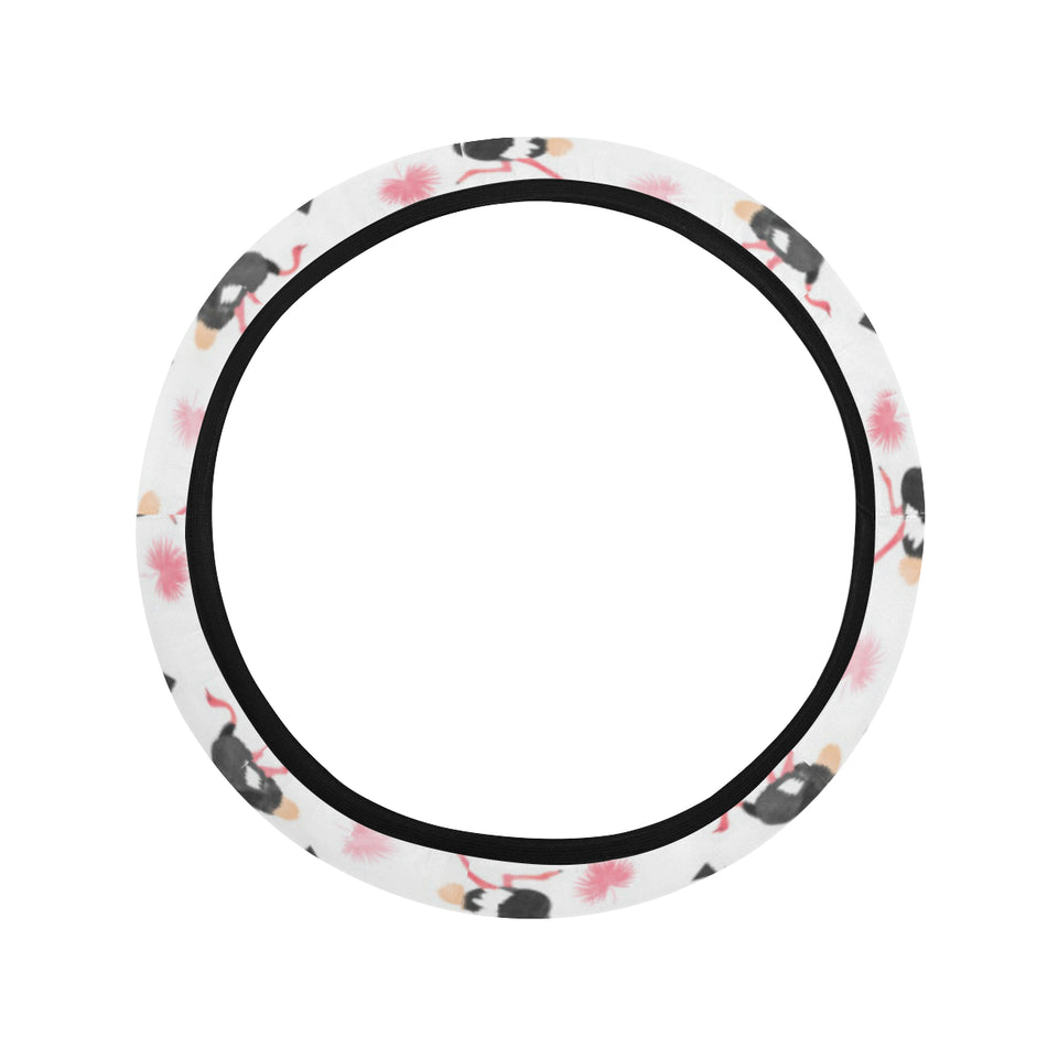 Ostrich Pattern Print Design 03 Car Steering Wheel Cover