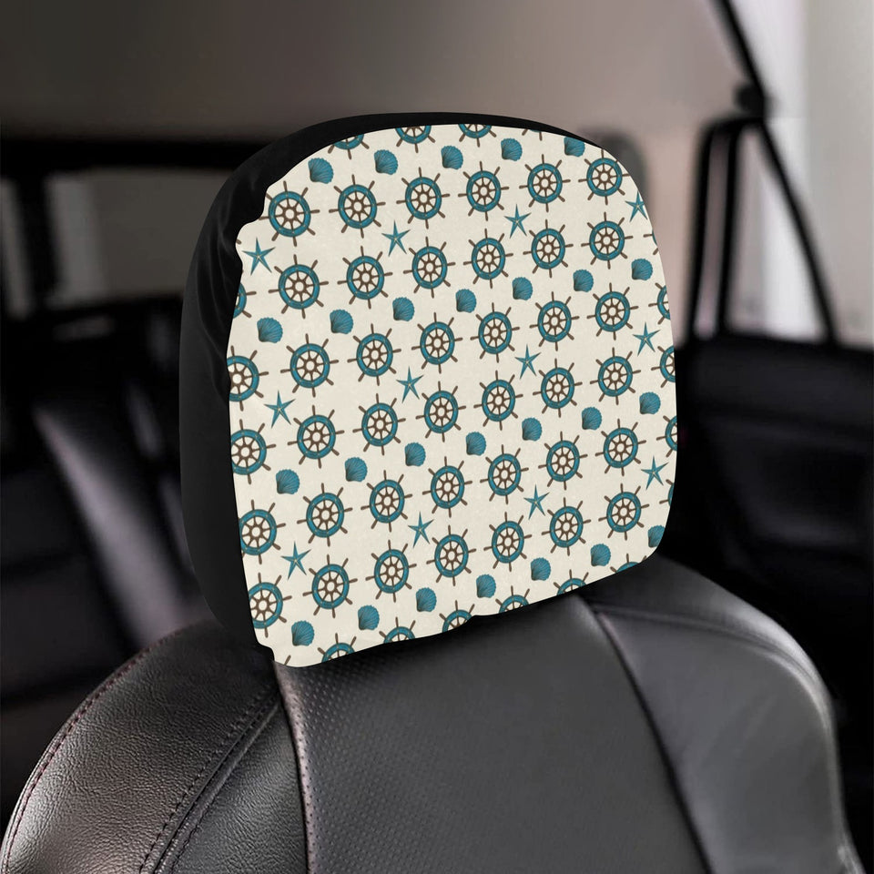 Nautical Steering Wheel Rudder Shell Pattern Car Headrest Cover