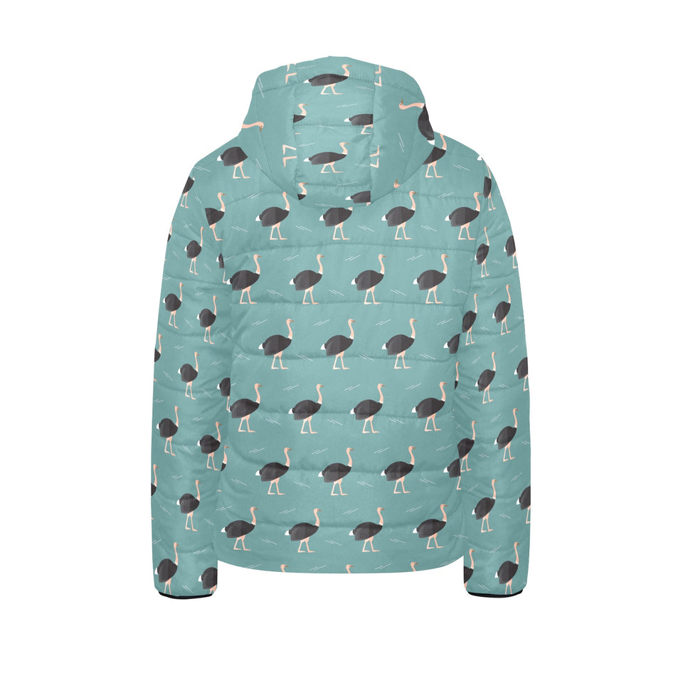 Ostrich Pattern Print Design 01 Kids' Boys' Girls' Padded Hooded Jacket