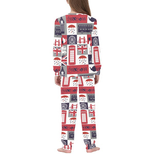 British Pattern Print Design 03 Kids' Boys' Girls' All Over Print Pajama Set