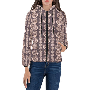 Snail Pattern Print Design 03 Women's Padded Hooded Jacket