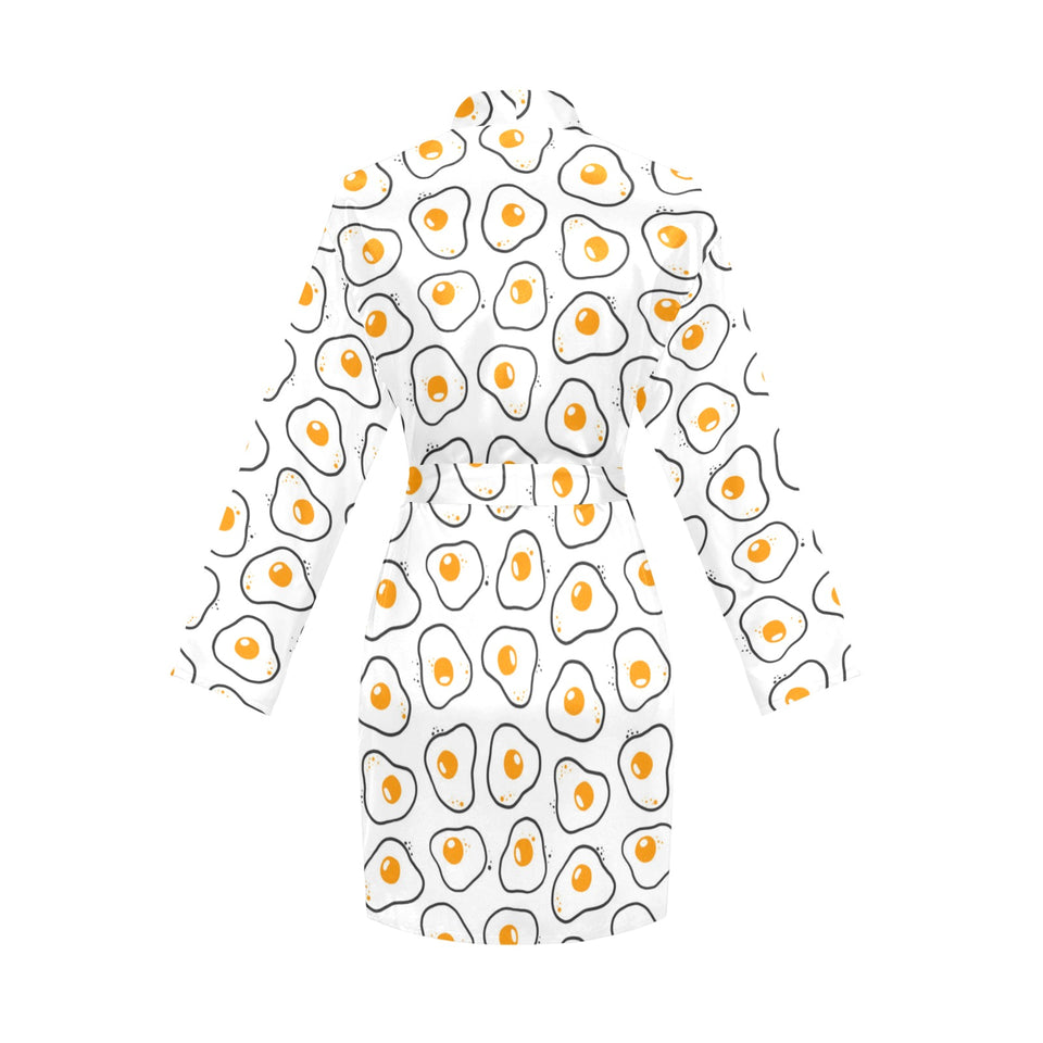 Fried Eggs Pattern Print Design 05 Women's Long Sleeve Belted Night Robe