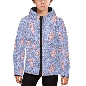 Yorkshire Terrier Pattern Print Design 02 Kids' Boys' Girls' Padded Hooded Jacket