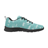 Airplane Cloud Pattern Green Background Men's Sneakers Black