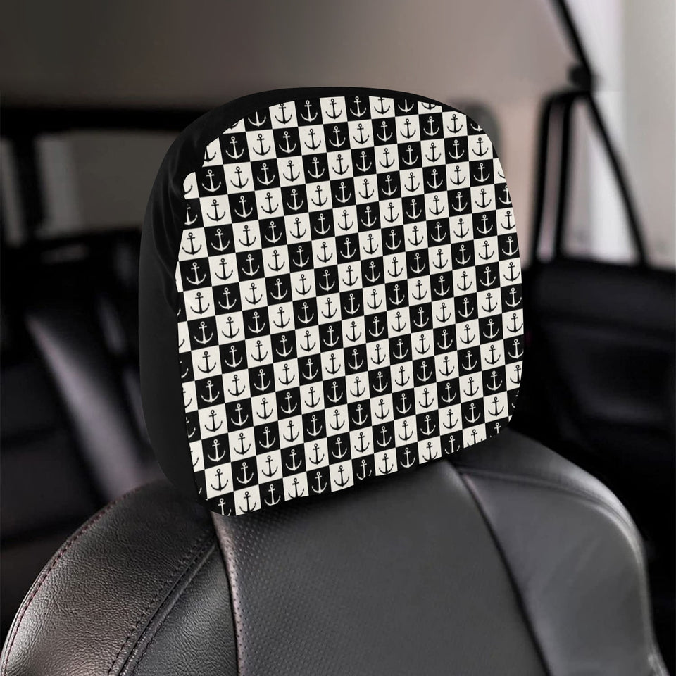 Anchor Black and White Patter Car Headrest Cover