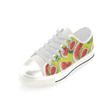 Watermelon Theme Pattern Women's Low Top Canvas Shoes White