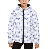 Swallow Pattern Print Design 03 Kids' Boys' Girls' Padded Hooded Jacket