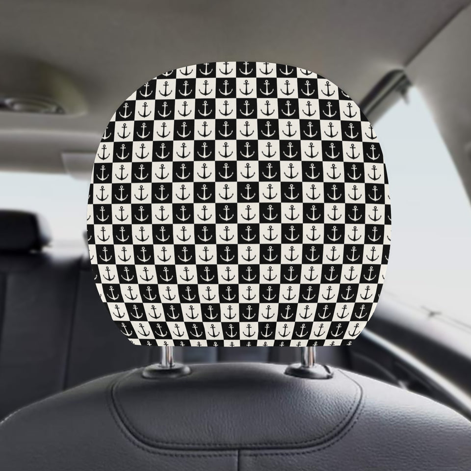 Anchor Black and White Patter Car Headrest Cover