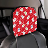 Meneki Neko Lucky Cat Pattern Red Background Car Headrest Cover