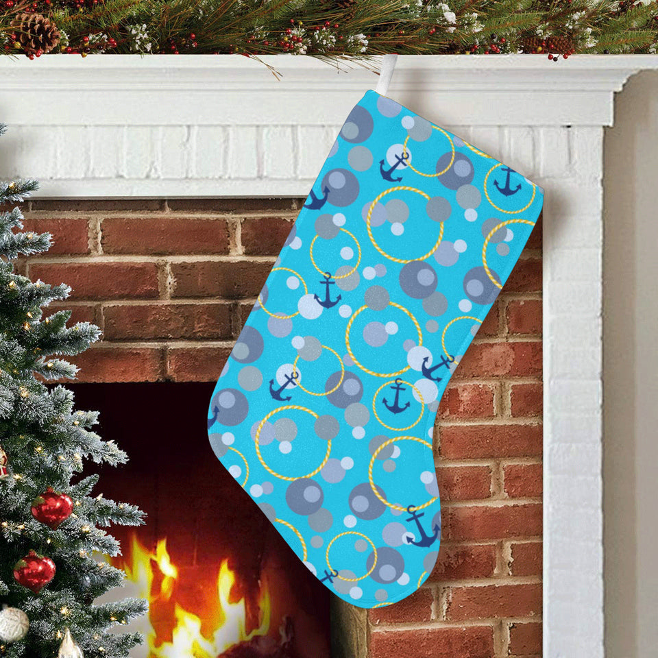 Anchor Circle Rope Pattern Christmas Stocking