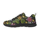 Lotus Waterlily Flower Pattern Background Men's Sneakers Black