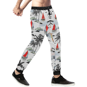 Sailboat Pattern Background Unisex Casual Sweatpants