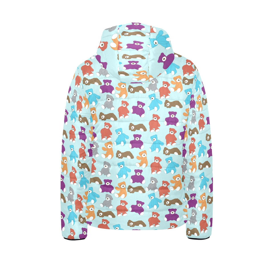 Teddy Bear Pattern Print Design 03 Kids' Boys' Girls' Padded Hooded Jacket