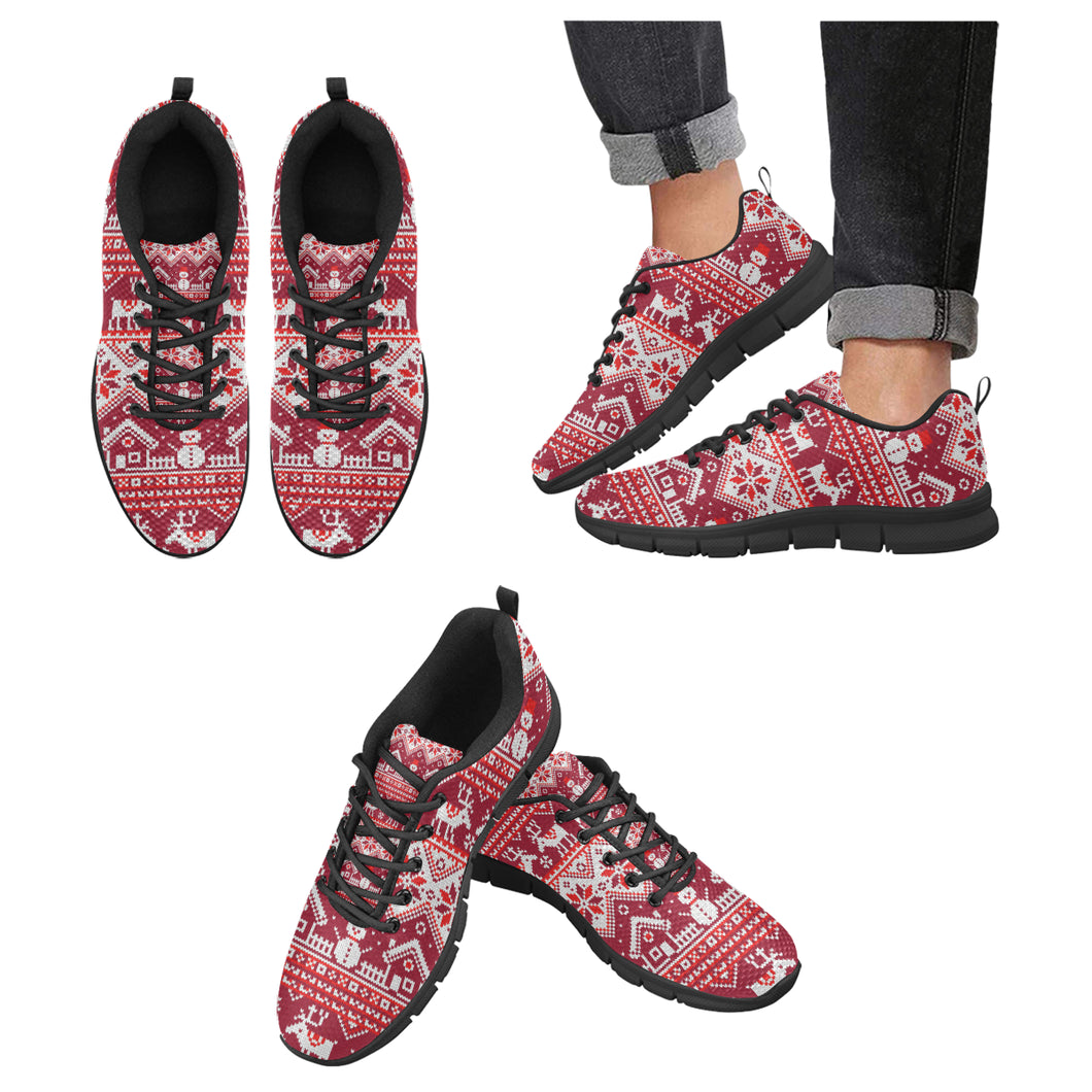 Snowman Sweater Printed Pattern Men's Sneakers Black