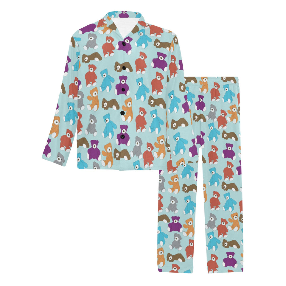 Teddy Bear Pattern Print Design 03 Men's Long Pajama Set