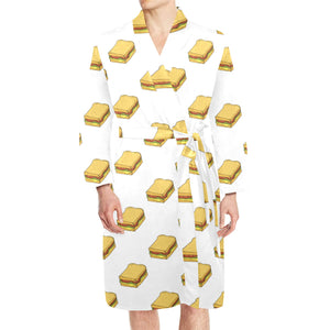 Sandwich Pattern Print Design 04 Men's Long Sleeve Belted Night Robe