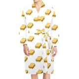 Sandwich Pattern Print Design 04 Men's Long Sleeve Belted Night Robe