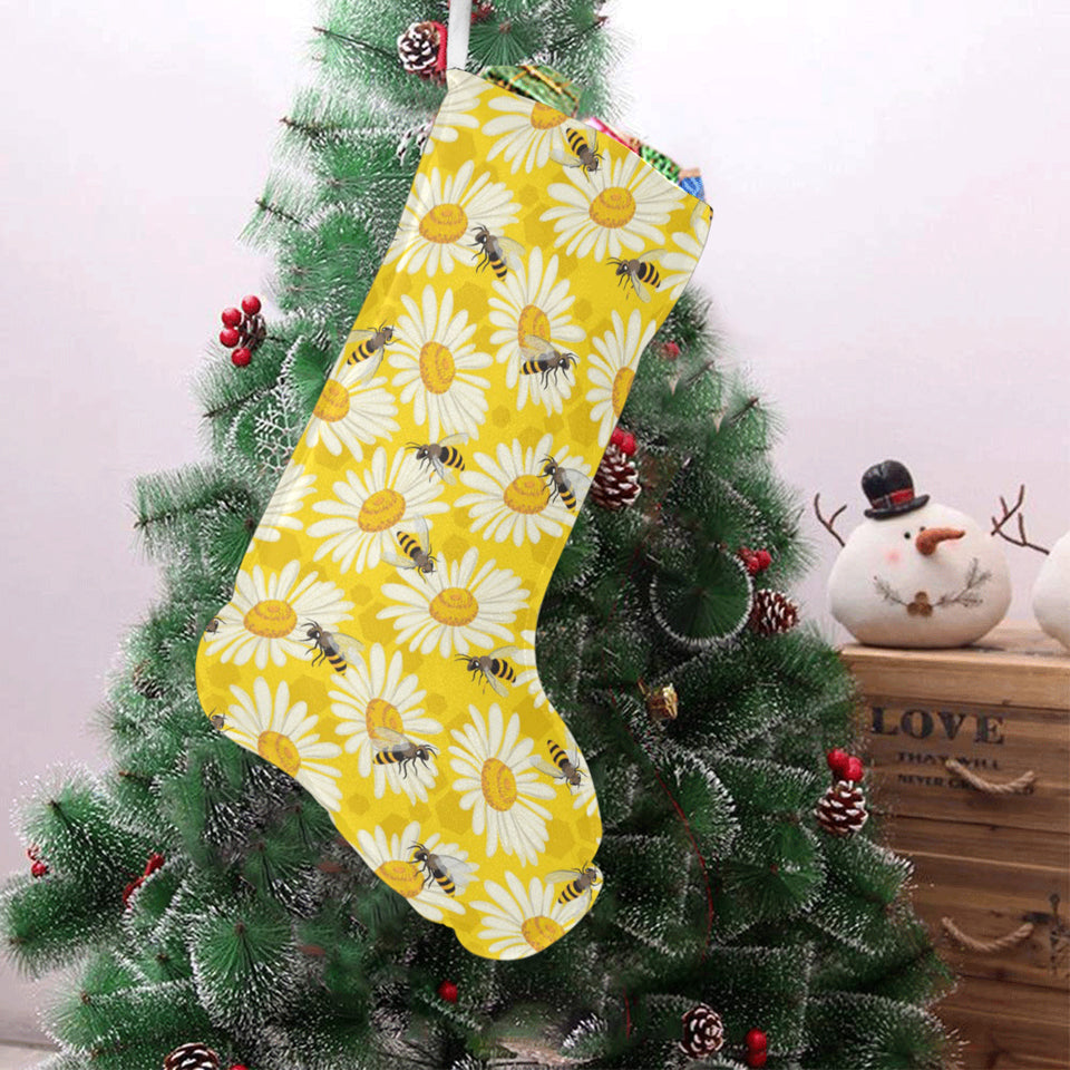 Bee Daisy Pattern Christmas Stocking