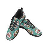 Suger Skull Pattern Green Background Men's Sneakers Black