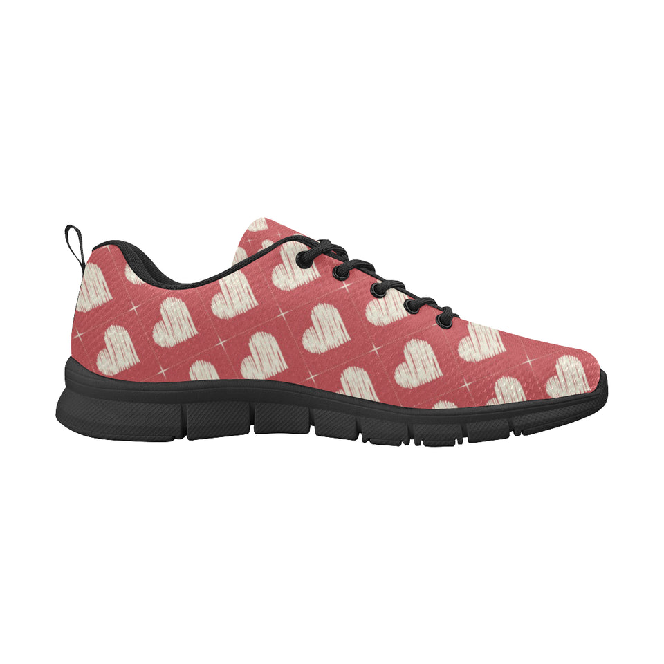 Heart Red Pattern Men's Sneakers Black