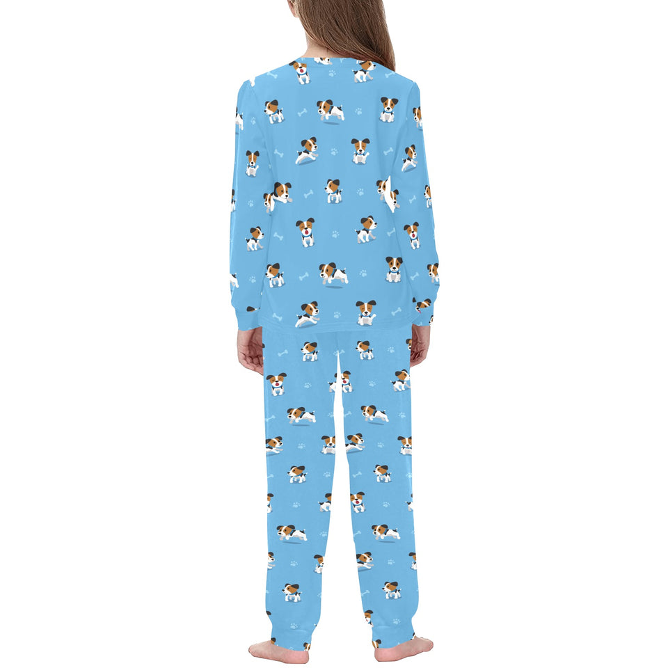 Jack Russel Pattern Print Design 04 Kids' Boys' Girls' All Over Print Pajama Set