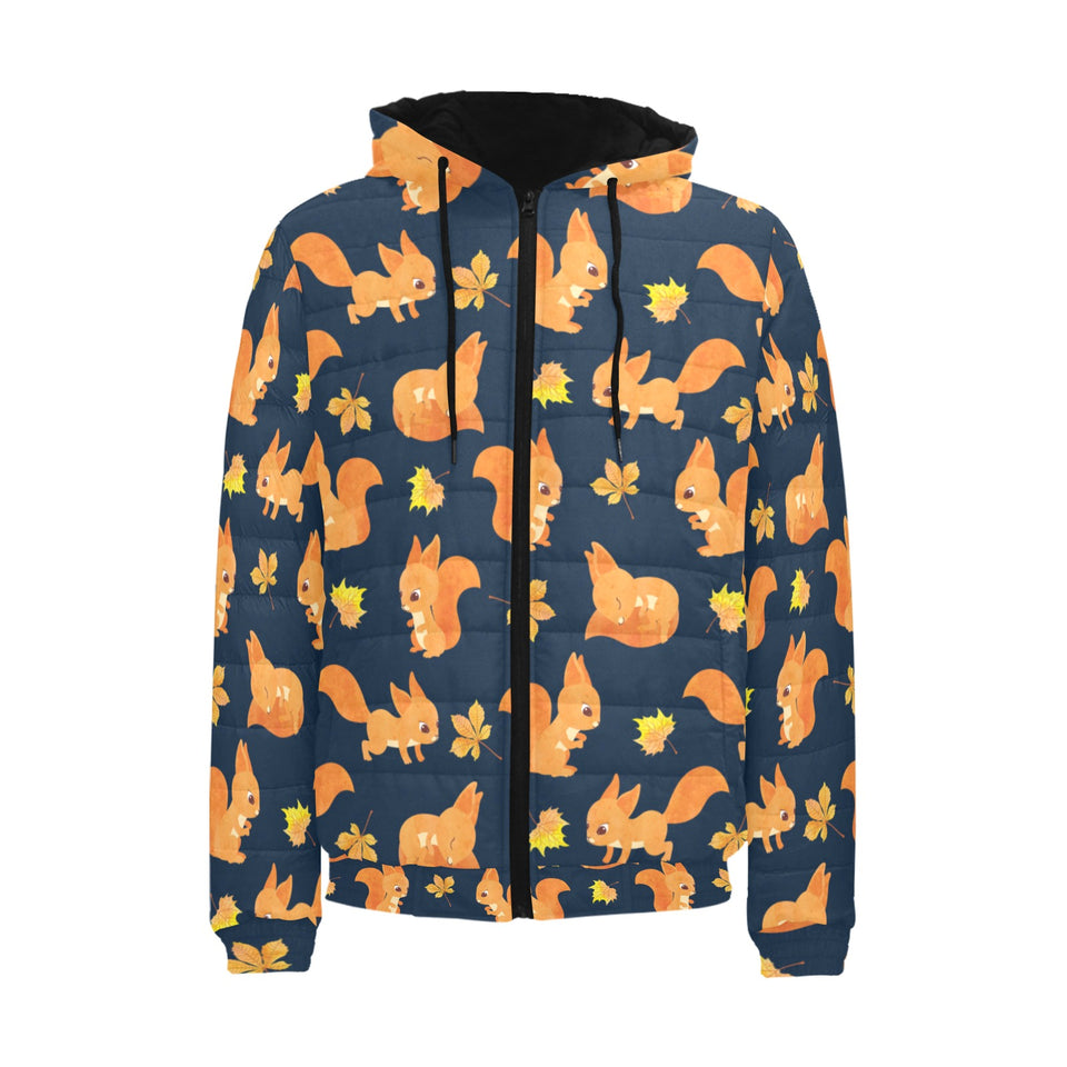 Squirrel Pattern Print Design 05 Men's Padded Hooded Jacket(ModelH42)